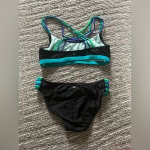 Prana Black Small Two Piece Crisscross Swimwear Paddleboarding/ Surfing Swimsuit